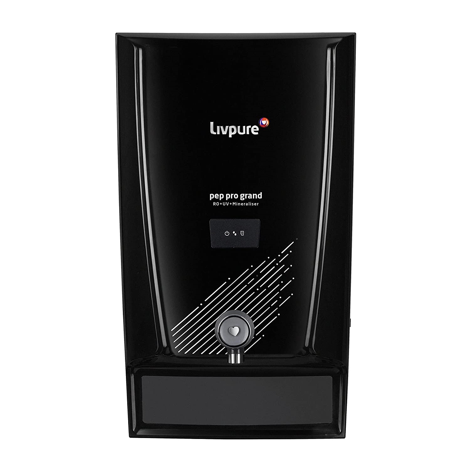 Livpure Pep Pro Grand Water Purifier, Wall Mountable, RO+UV+Mineraliser, 7 L Storage Tank - Black, 15 LPH Purifier for home
